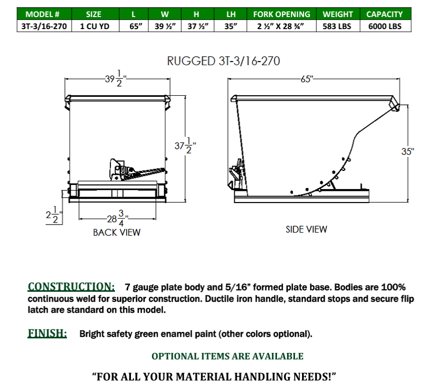 Roura Rugged Self-Dumping Hoppers