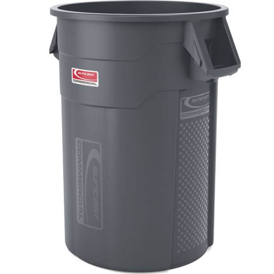 44 GALLON SUNCAST INJECTION MOLDED UTILITY TRASH CAN GRAY