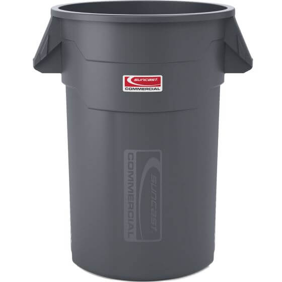 44 GALLON SUNCAST INJECTION MOLDED UTILITY TRASH CAN GRAY