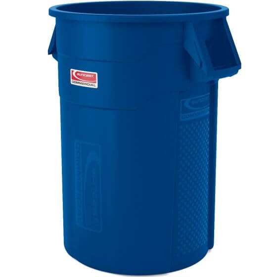 44 GALLON SUNCAST INJECTION MOLDED UTILITY TRASH CAN BLUE