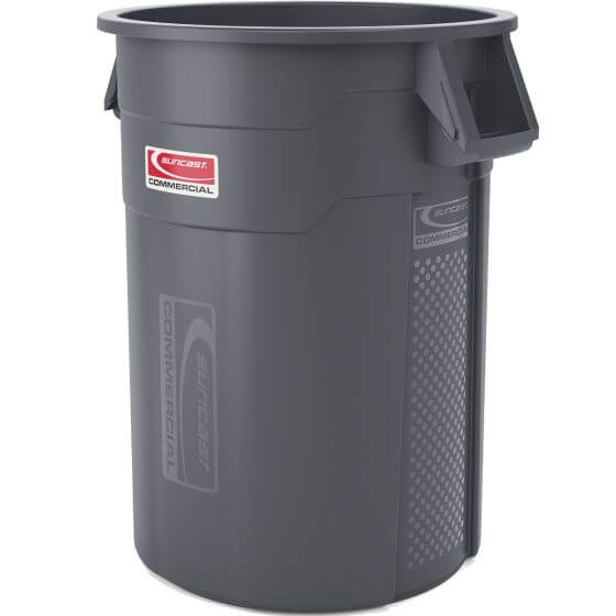 55 GALLON SUNCAST INJECTION MOLDED UTILITY TRASH CAN GRAY